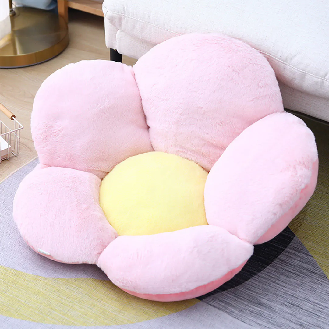 Soga Pink Whimsical Big Flower Shape Cushion Soft Leaning Bedside Pad Floor Plush Pillow Home Decor