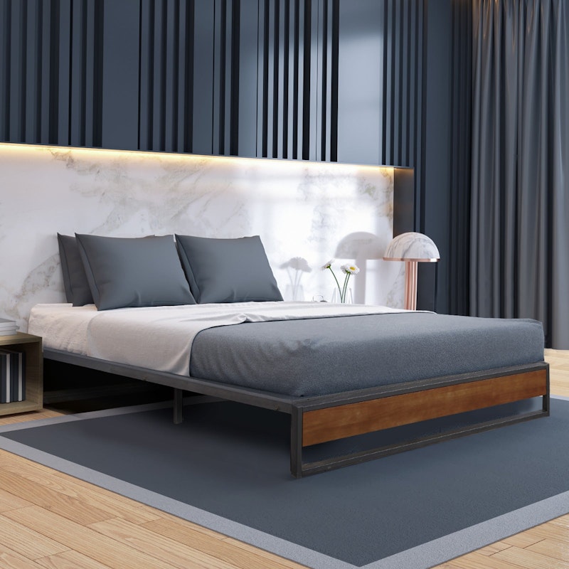 Milano Decor Sorrento Metal Wood Bed Frame Mattress Base Platform Modern || Size: Single || Colour: Black image number null