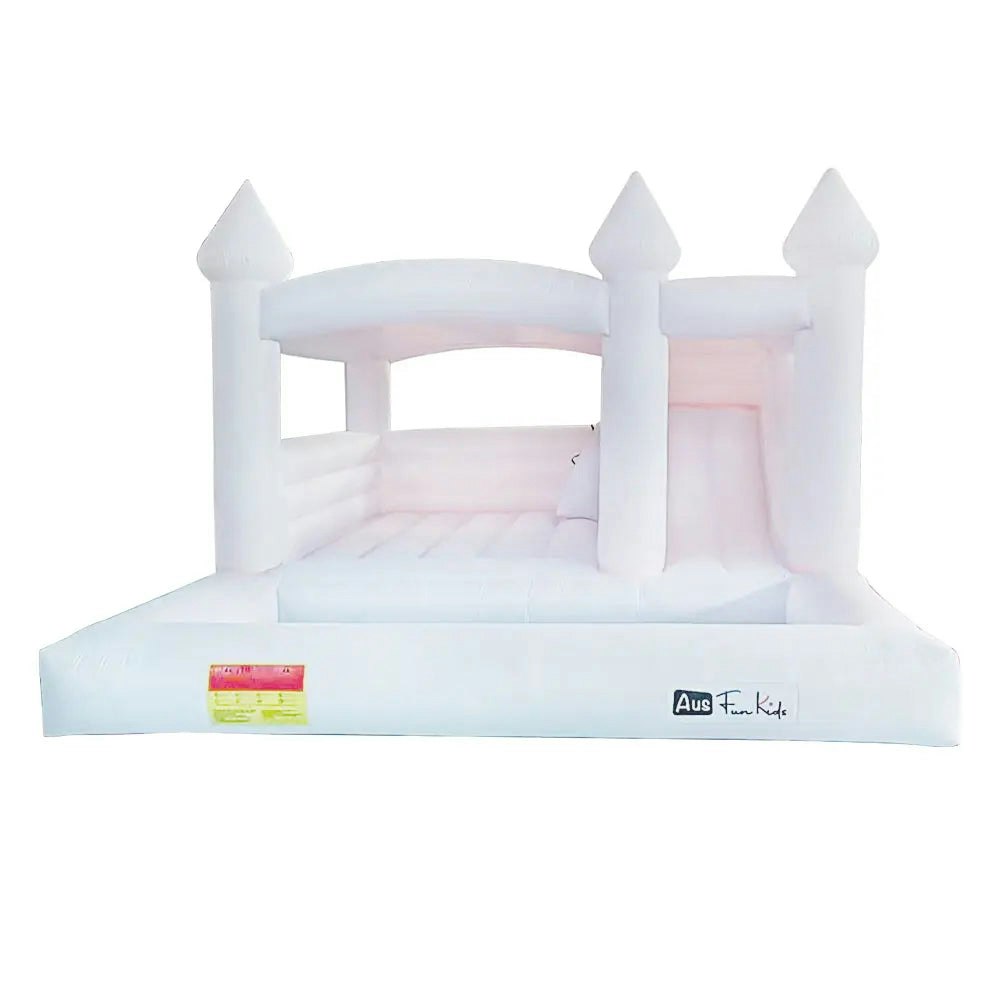 Ausfunkids 5x4x2.8m PVC Fabric Bounce House Bouncy Castle with Blower For Fun - White