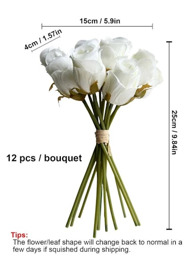 NNESN Premium 12-Piece Artificial White Rose Bouquet | Realistic Faux Flowers for Timeless Elegance NNESN Premium 12-Piece Artificial White Rose Bouquet | Realistic Faux Flowers for Timeless Elegance