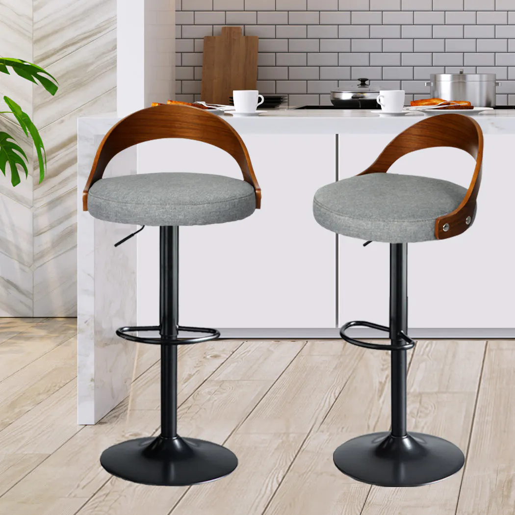 Levede 1x Bar Stool Gas Lift Kitchen Wooden Beech Counter Stool Metal Barstools