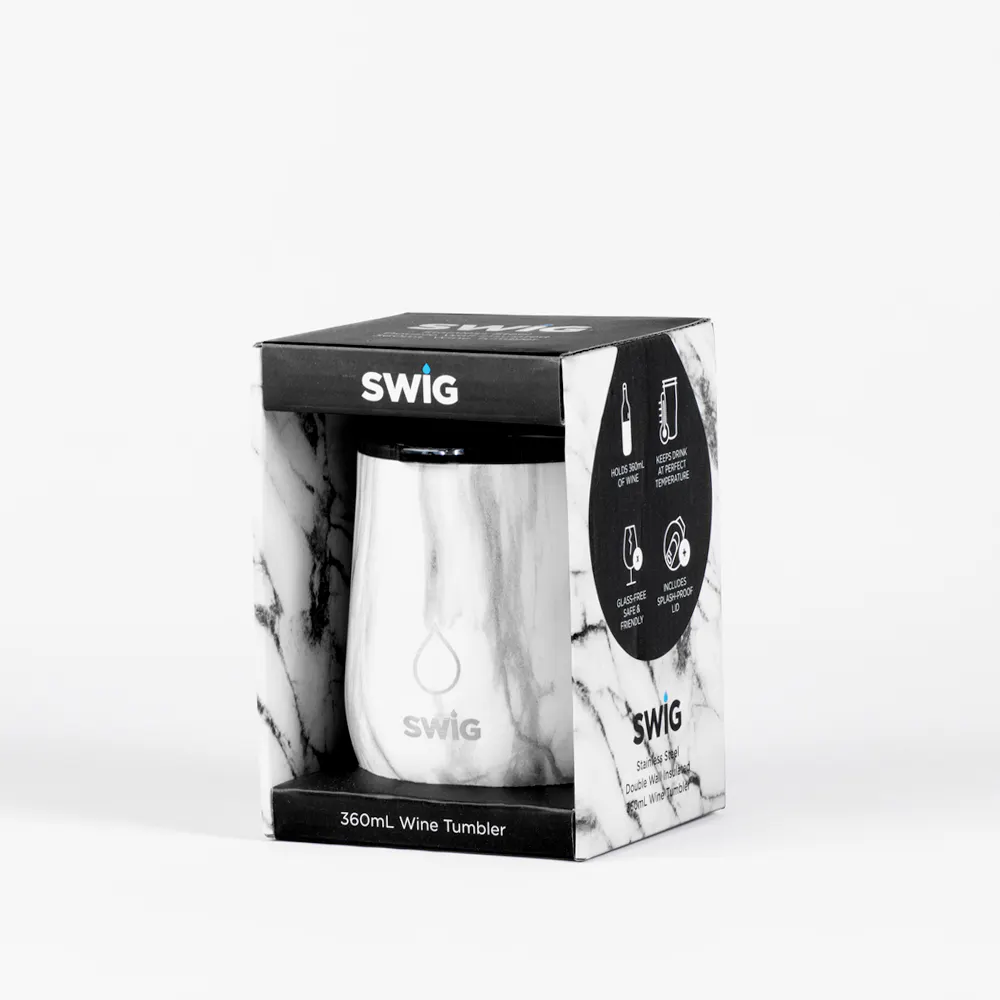 Swig Wine Tumbler White Marble