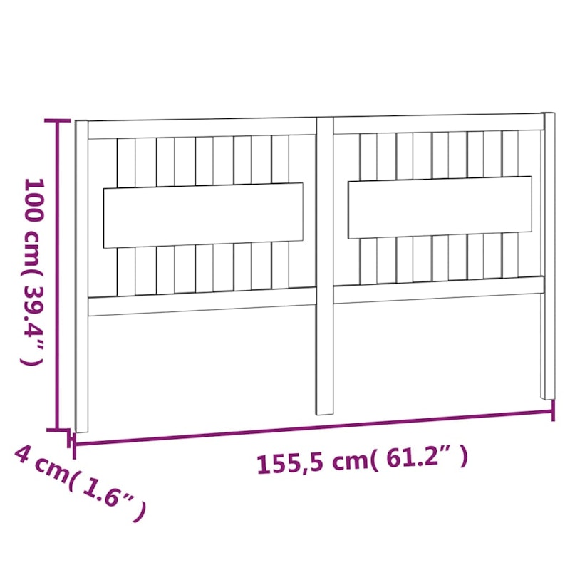 NNEVL Bed Headboard Black 155.5x4x100 cm Solid Wood Pine image number null