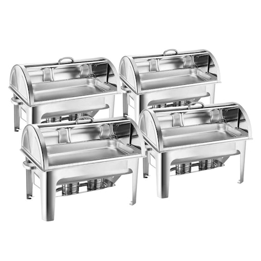 SOGA 4X 9L Stainless Steel Full Size Roll Top Chafing Dish Food Warmer image number null