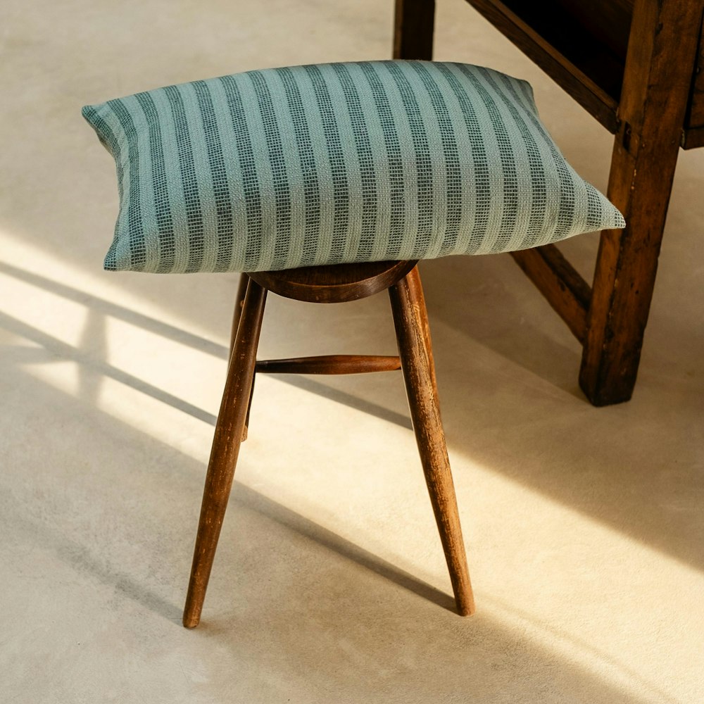 Piglet in Bed Pine Green Pembroke Stripe Wool Cushion Cover