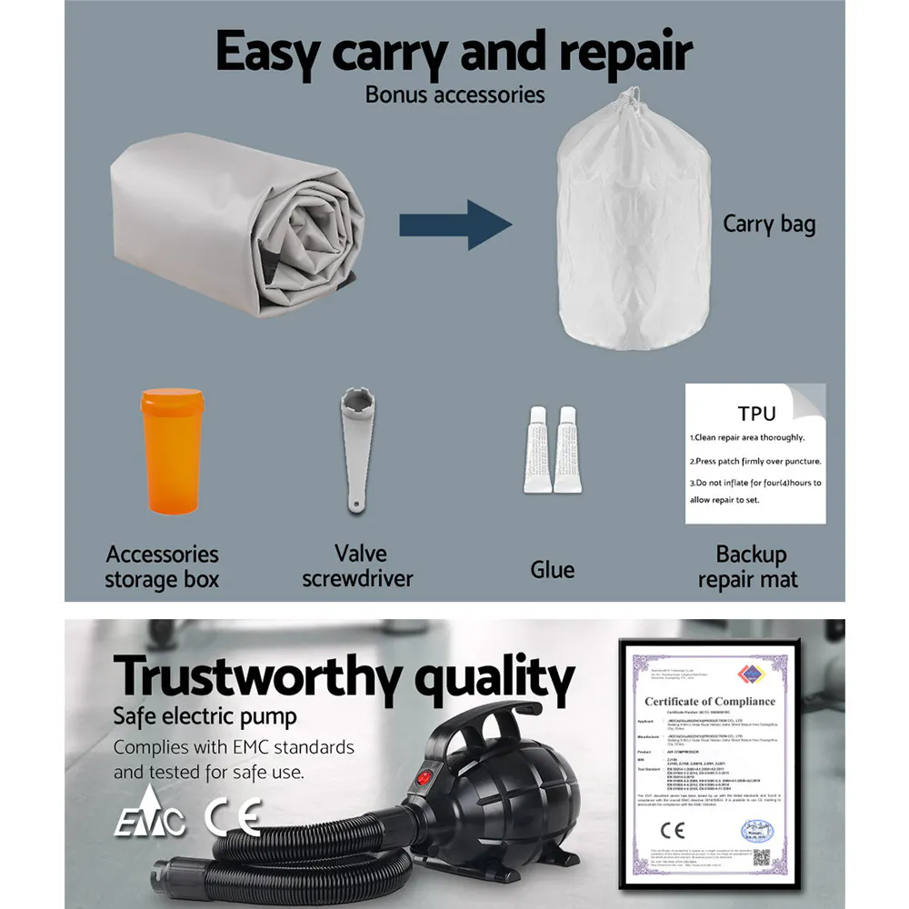 Everfit 3M Air Track Gymnastics Tumbling Mat Black w/ Electric Pump