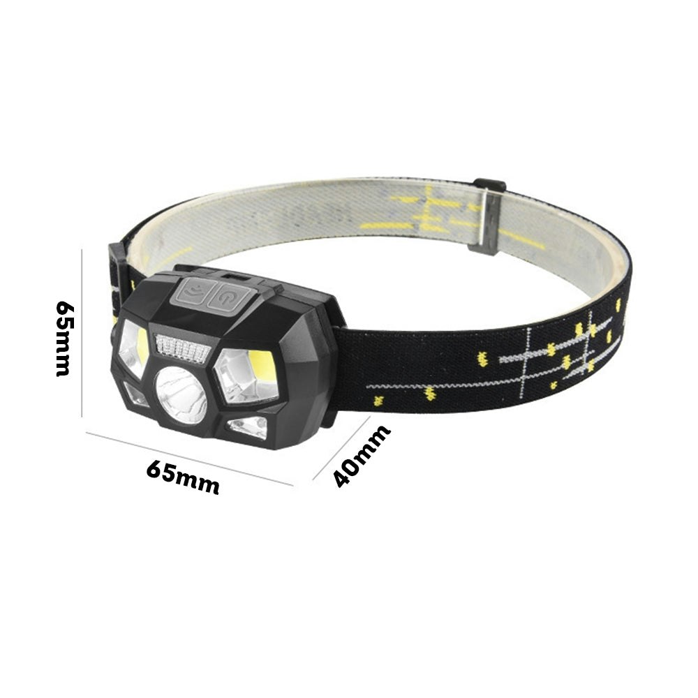 AKEZ Infrared Smart Sensor Waterproof LED Headlamp Flashlight USB Rechargeable E-Bike/Bicycle Accessories - Black