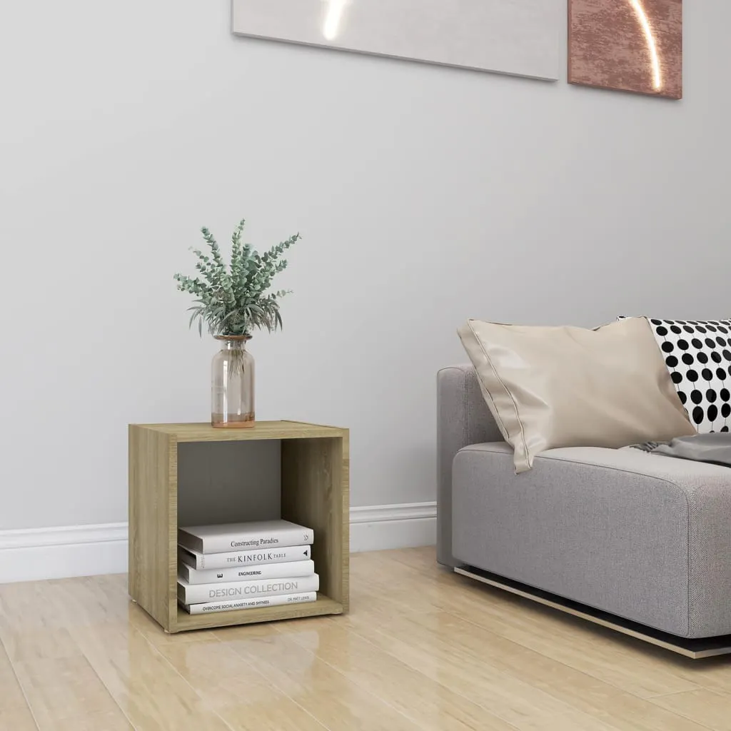 TV Cabinet White and Sonoma Oak 37x35x37 cm Engineered Wood 805513