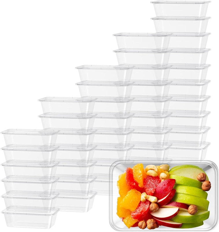 96pcs 2000ml Reusable Food Containers Plastic Meal Prep Storage w/ Lids - BPA Free (246*157*67mm) image number null