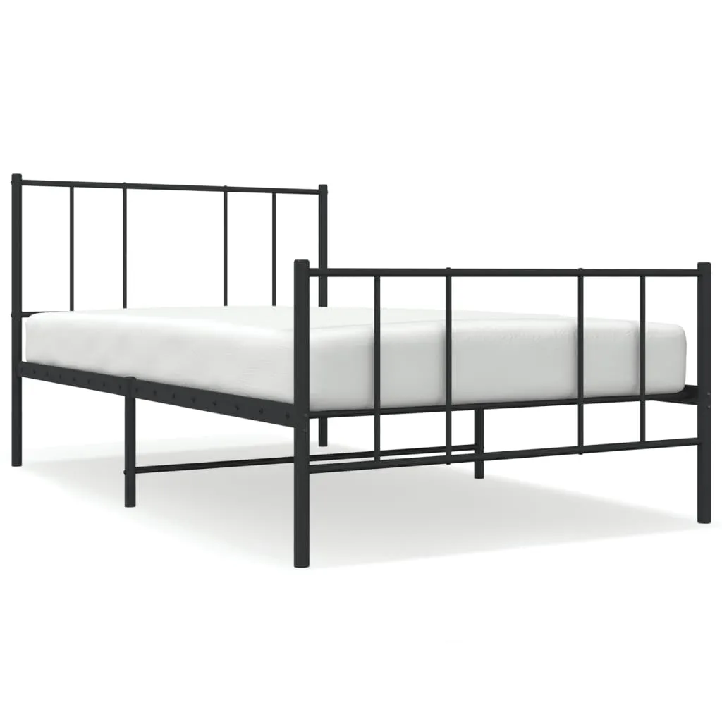 Metal Bed Frame without Mattress with Footboard Black 107x203 cm King Single 352494 Metal Bed Frame without Mattress with Footboard Black 107x203 cm King Single 352494