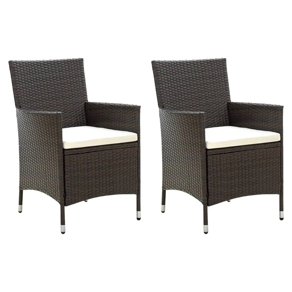 Garden Chairs with Cushions 2 pcs Poly Rattan Brown 316679 Garden Chairs with Cushions 2 pcs Poly Rattan Brown 316679