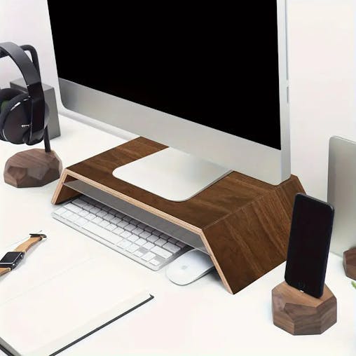 Buy NNETM Premium Black Walnut Monitor Stand Riser with Underneath ...