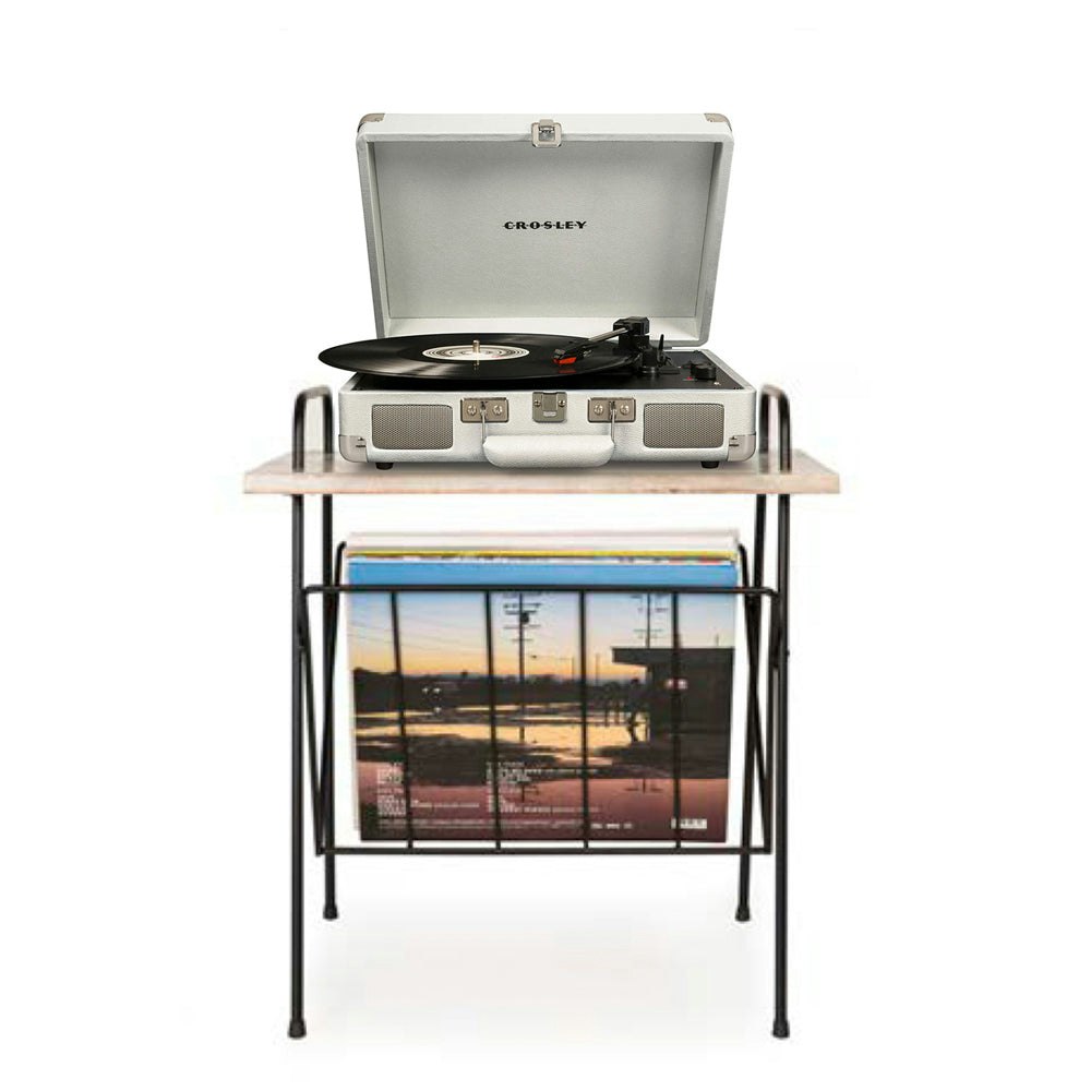 Crosley Cruiser Bluetooth Portable Turntable - White Sands + Crosley Wiltshire Stand Bundle