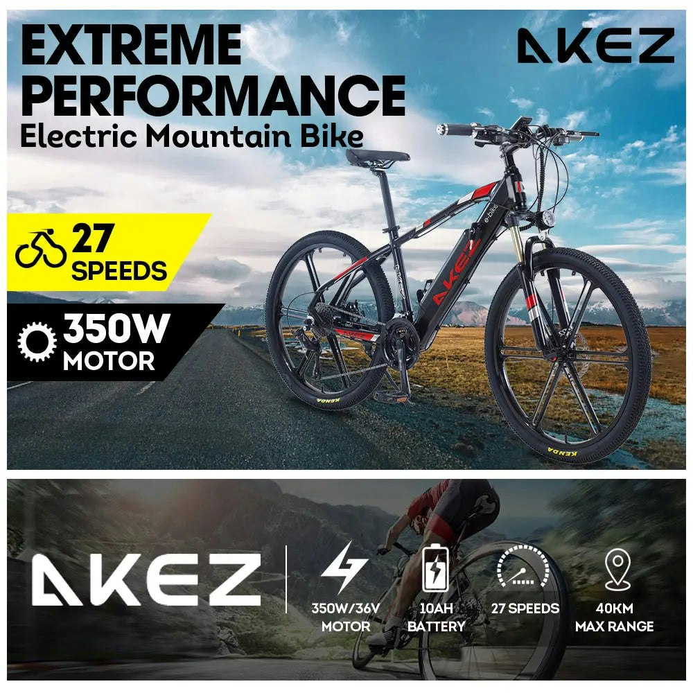 AKEZ 001 350W Mortor 36V 10Ah 26 Inches Electric Bike Mountain Bicycle