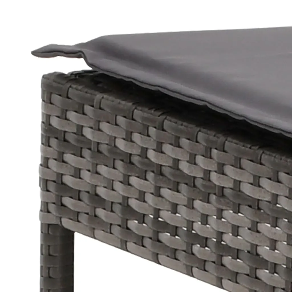 Sun Loungers 2 pcs with Table and Cushions Grey Poly Rattan 362808