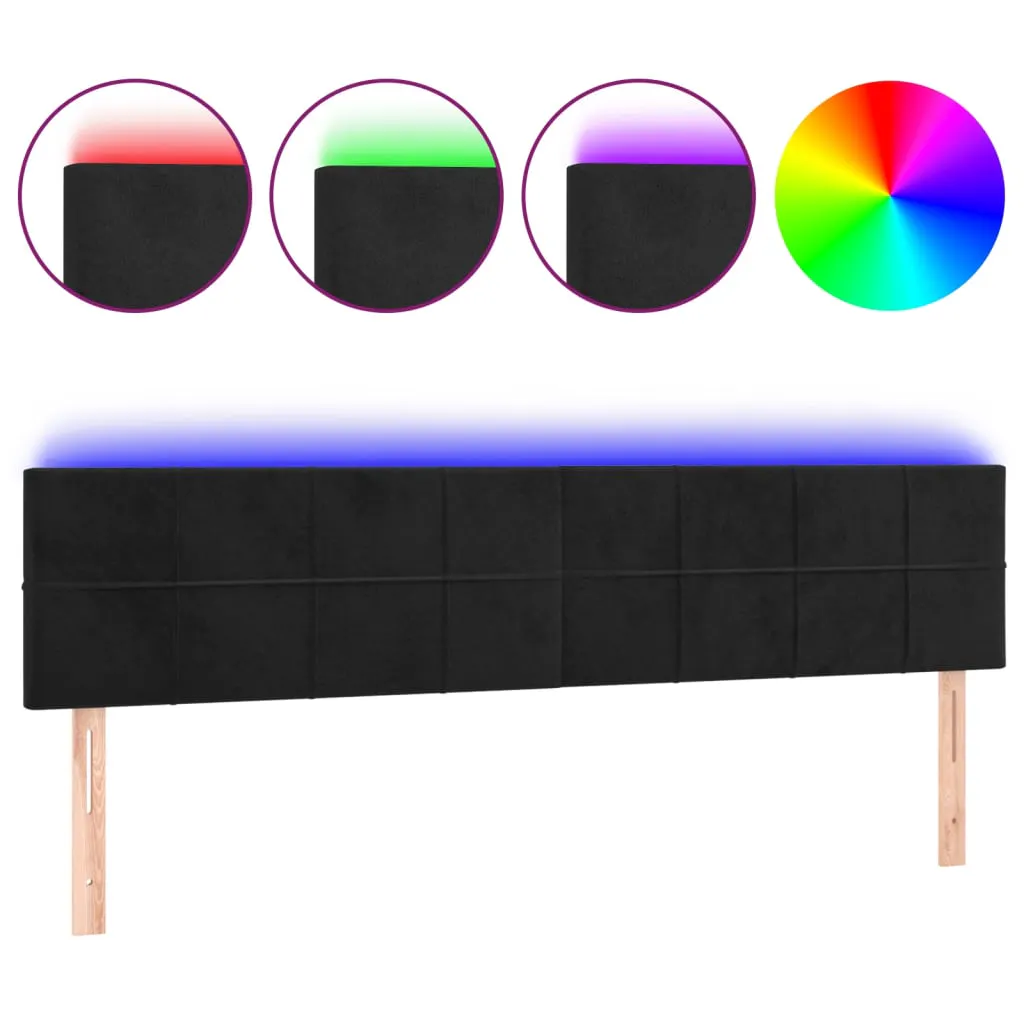 LED Headboard Black 160x5x78/88 cm Velvet 3121668 LED Headboard Black 160x5x78/88 cm Velvet 3121668