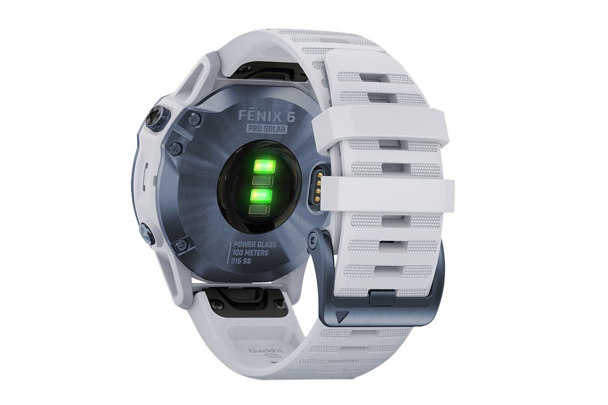Garmin Fenix 6 Pro Solar (Mineral Blue with Whitestone Band) - International Model