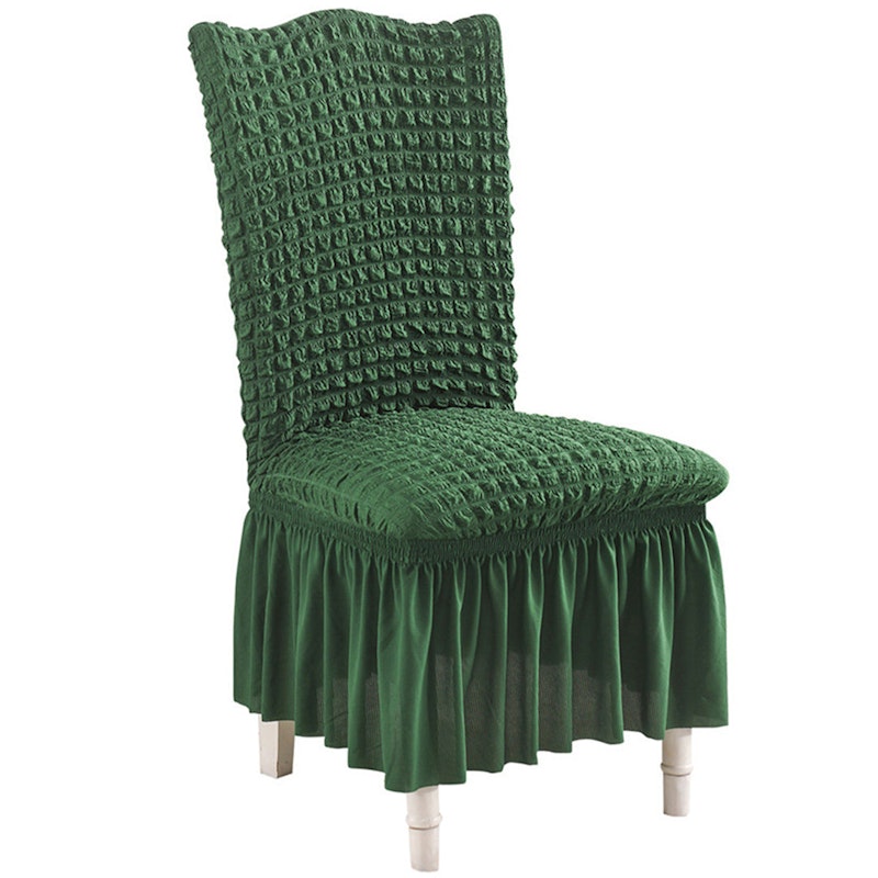 SOGA Dark Green Chair Cover Seat Protector with Ruffle Skirt Stretch Slipcover Wedding Party Home Decor image number null
