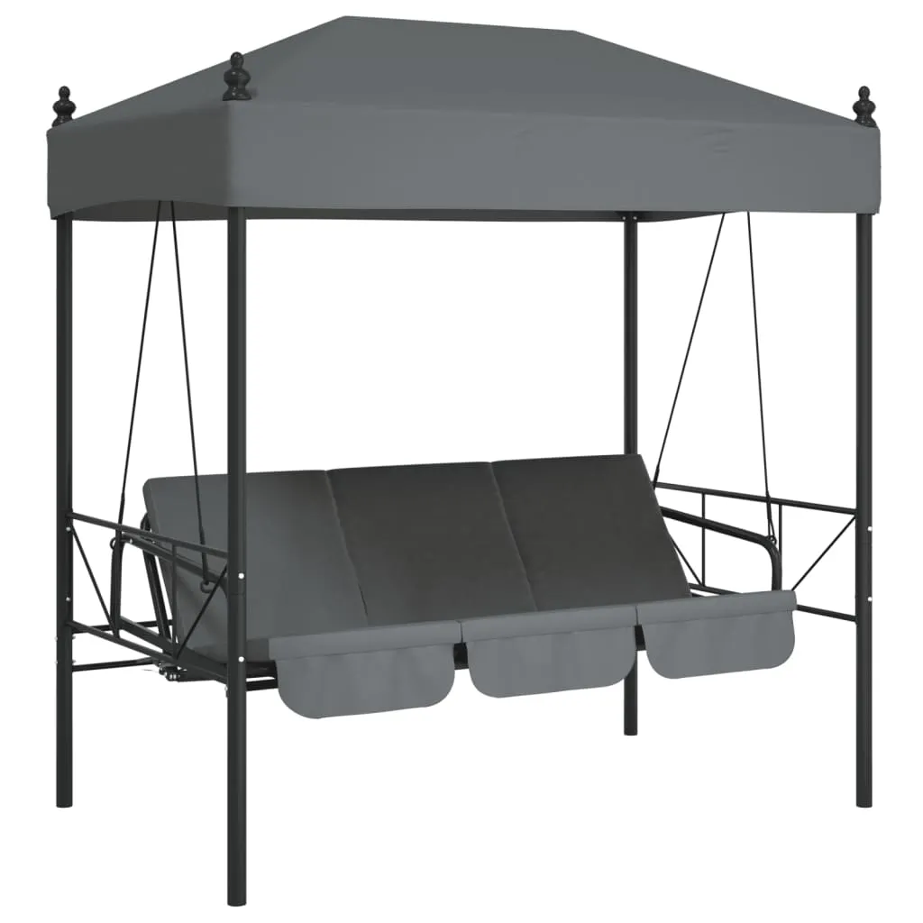 Garden Swing Bench with Canopy Dark Grey Steel 4008901 Garden Swing Bench with Canopy Dark Grey Steel 4008901