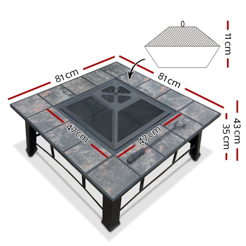 Grillz Fire Pit Outdoor Table BBQ Smoker 4 IN 1