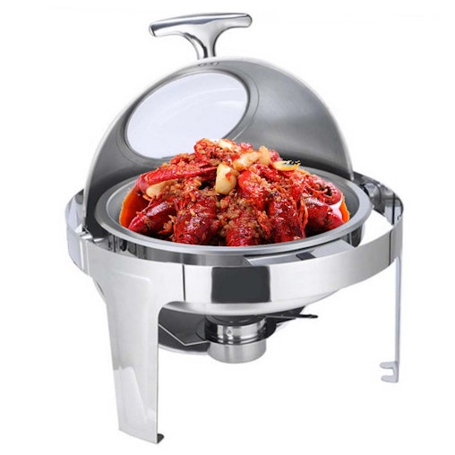 SOGA 4X 6L Round Chafing Stainless Steel Food Warmer with Glass Roll Top SOGA 4X 6L Round Chafing Stainless Steel Food Warmer with Glass Roll Top
