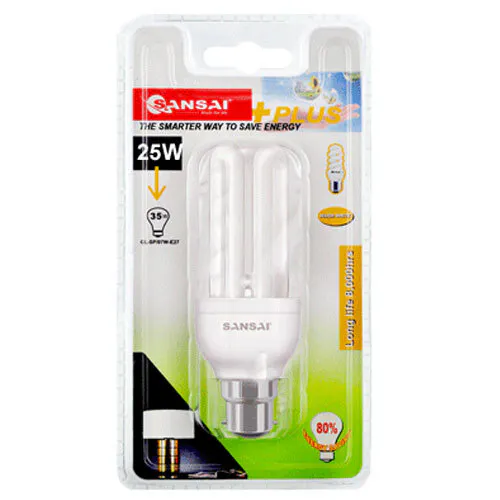 Sansai 25W B22/BC Daylight Energy Saving Lamp Globe Bayonet Night Light Bulb WHT
