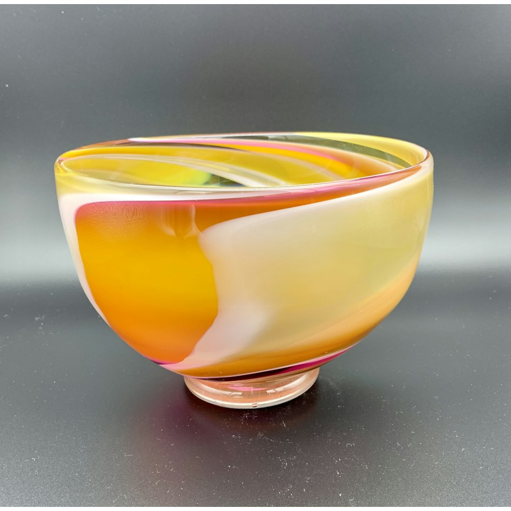 David M Flower Large Footed Bowl In Marble Pattern