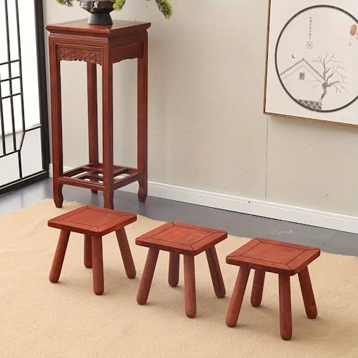 Buy NNETM Vintage Red Sandalwood Small Wooden Stool at Barbeques
