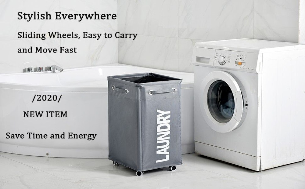 Rolling Laundry Basket with Wheels image number null
