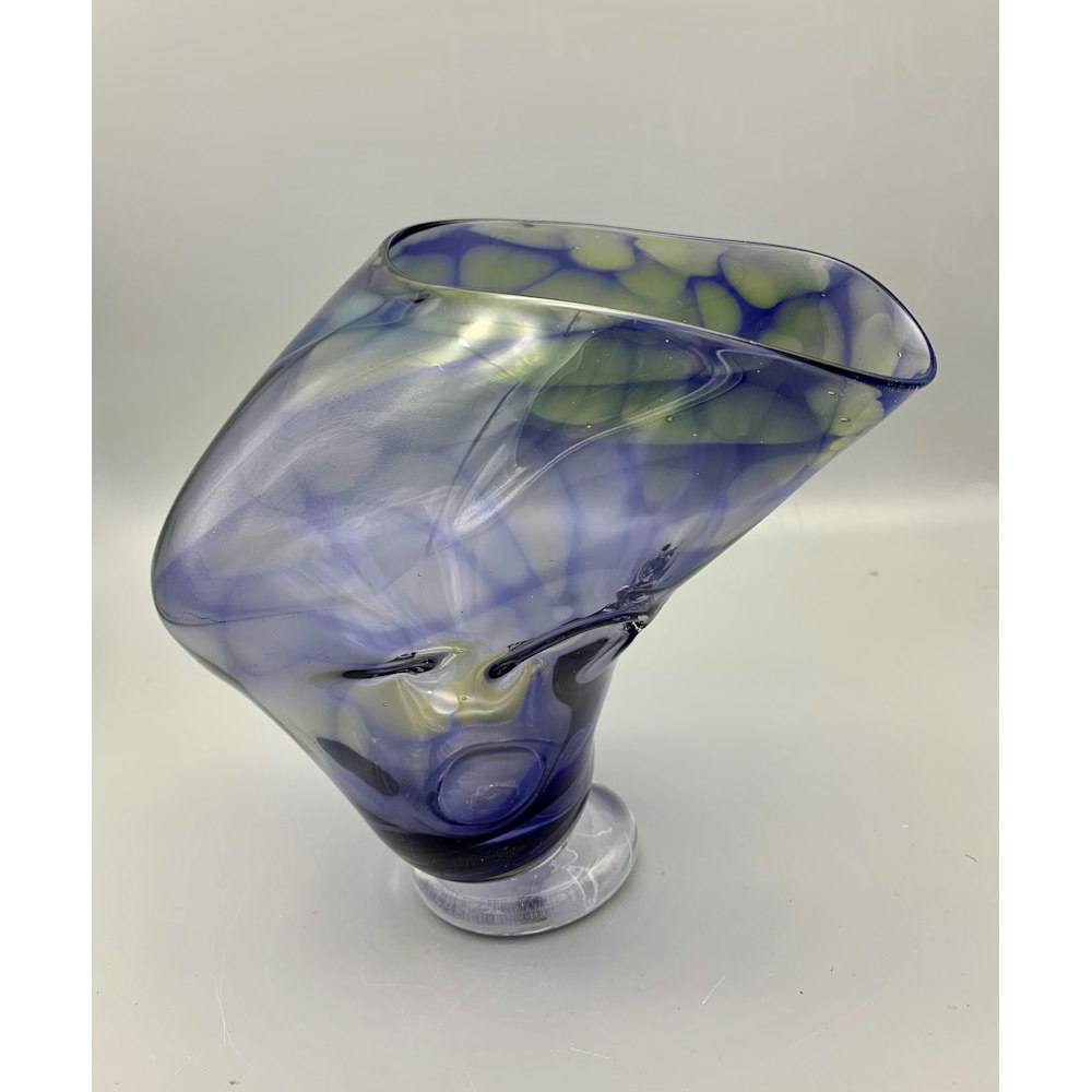 David M Flower Hand Blown Glass Nut Holder In Purple Haze Pattern