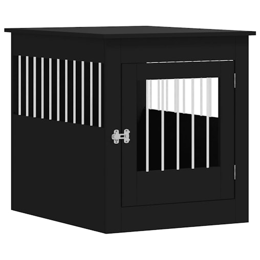 vidaXL Dog Crate Furniture Black 64.5x80x71 cm Engineered Wood image number null