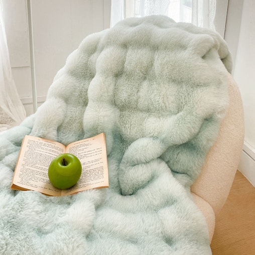 SOGA 200cm Light Green Fuzzy Super Soft and Cozy Fluffy Throw Blanket SOGA 200cm Light Green Fuzzy Super Soft and Cozy Fluffy Throw Blanket