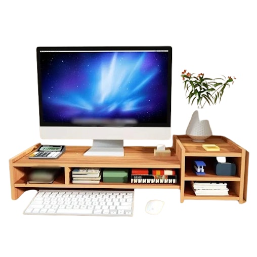NNETM Elevate your workspace with this stylish wooden monitor stand NNETM Elevate your workspace with this stylish wooden monitor stand