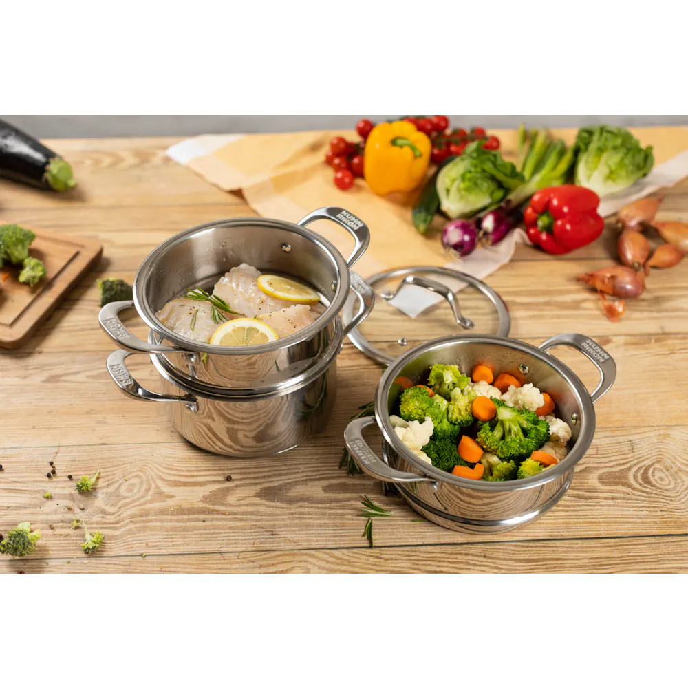 Kuhn Rikon Panier Vapeur Inox 20 Cm Allround - 2 Poignées, Compatible Toutes Casseroles, Garantie à Vie