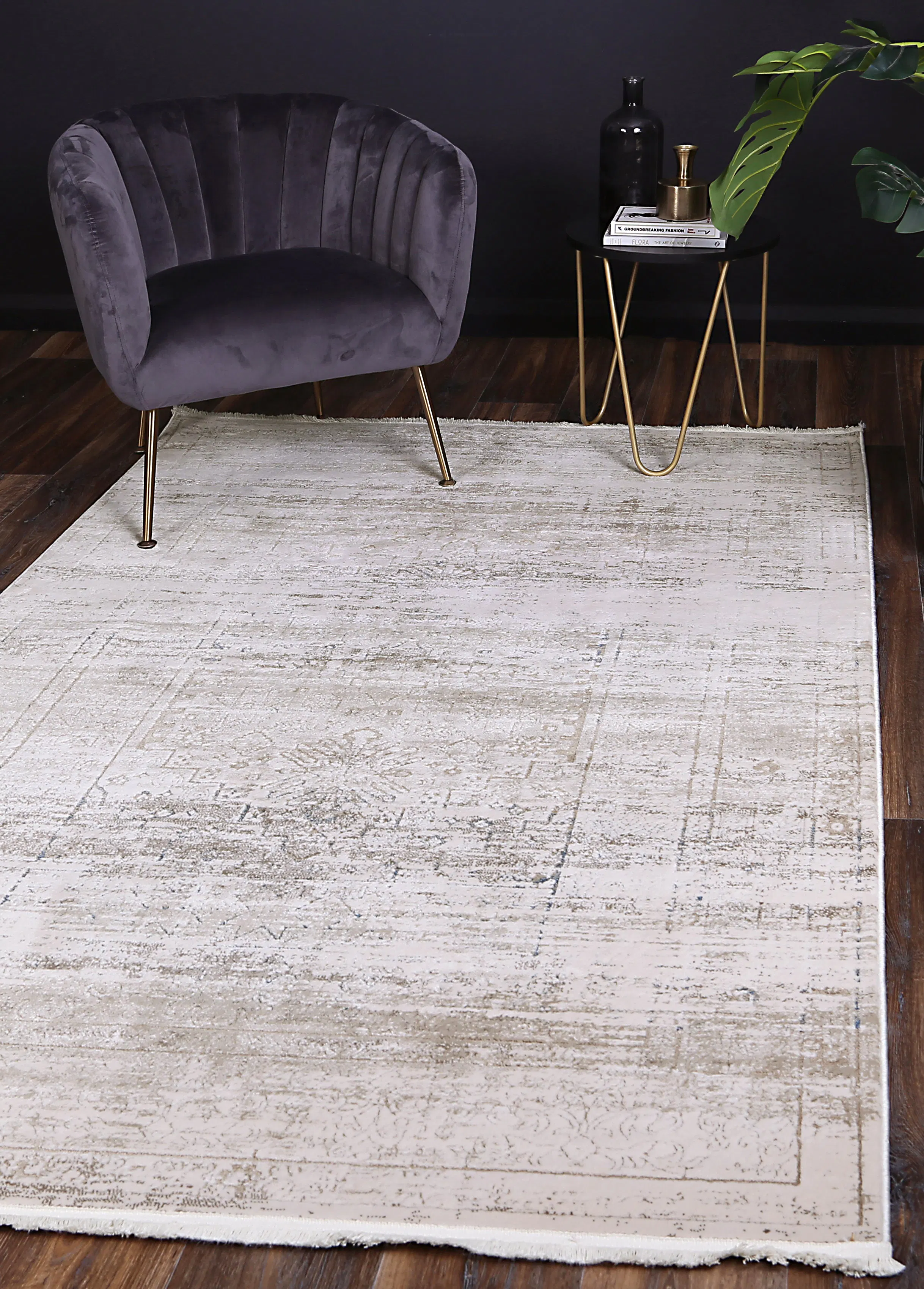 Bohemian Paradise Traditional Beige Blue Rug -04BBLU