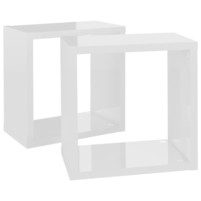 NNEVL Wall Cube Shelves 2 pcs High Gloss White 26x15x26 cm image number null