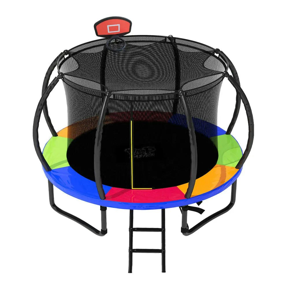Pop Master 12FT Curved Trampoline Basketball Hoop Ladder PE Sunshade Cover