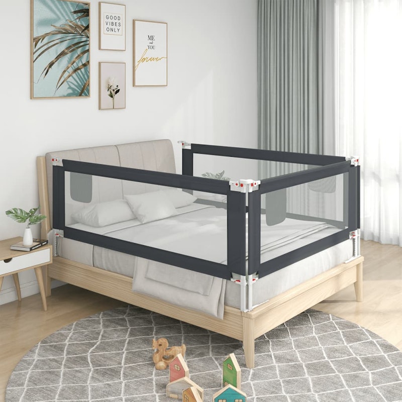 NNEVL Toddler Safety Bed Rail Dark Grey 190x25 cm Fabric image number null