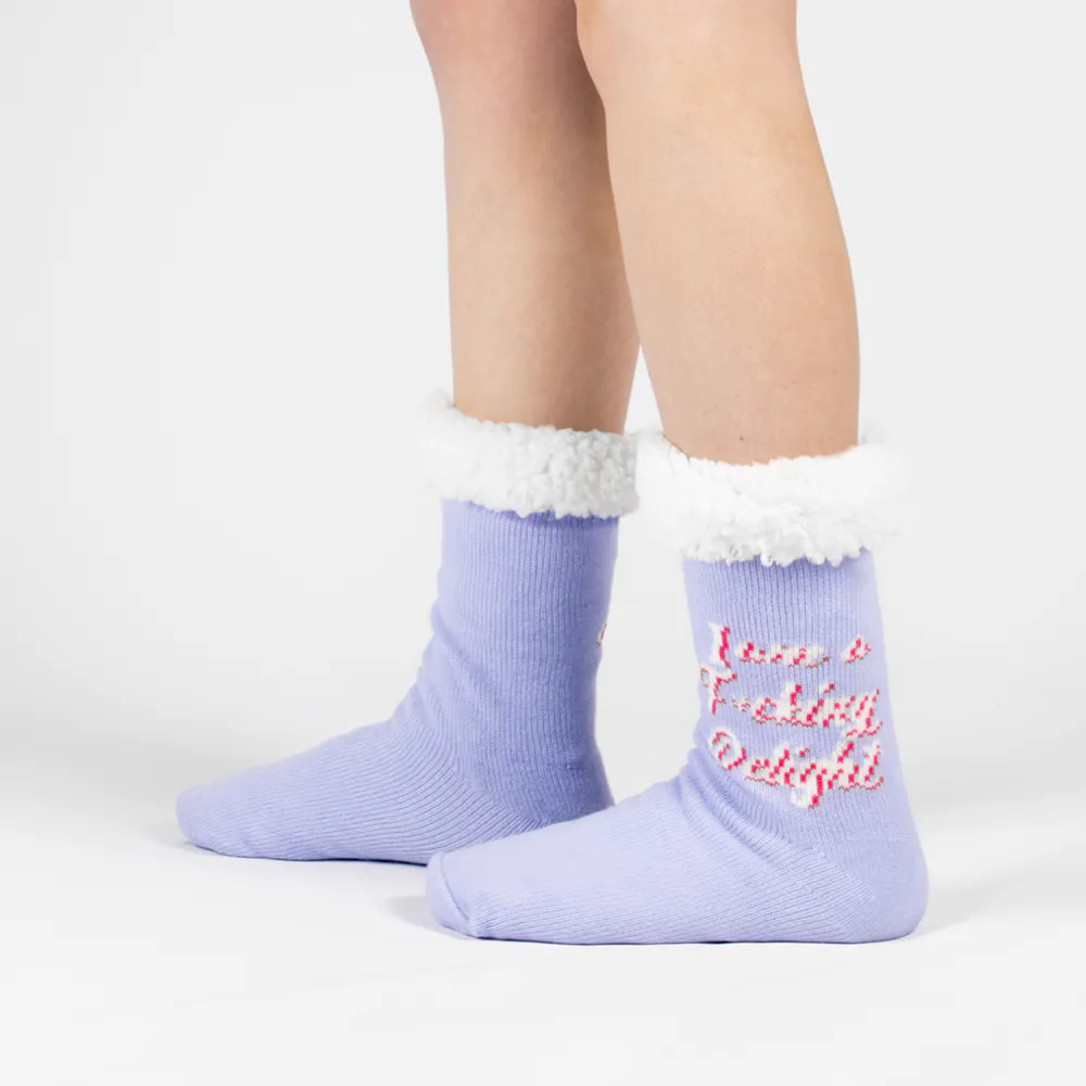 I Am A Delight Lilac Sherpa Winter Socks