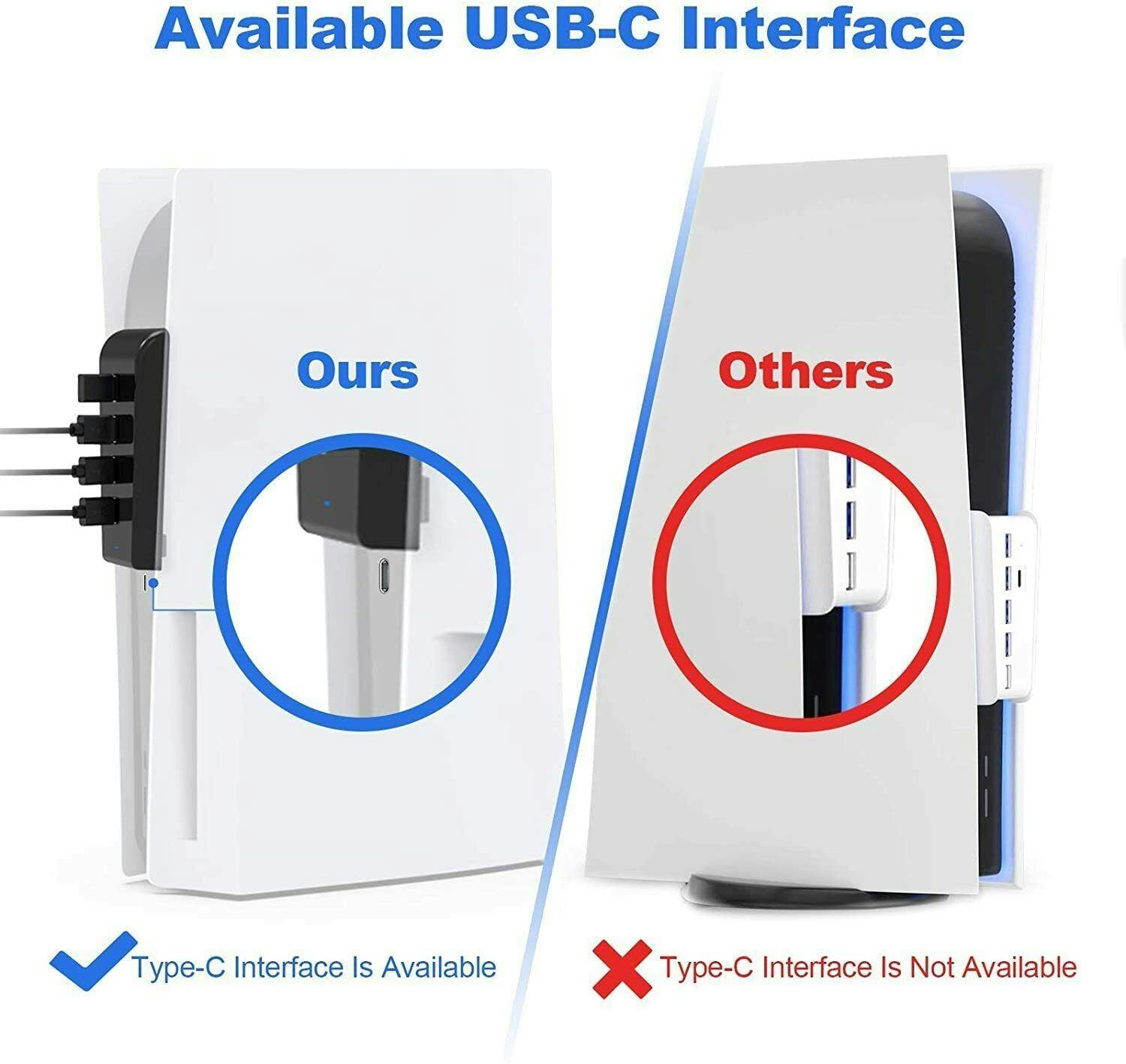 4Port USB 2.0 Hub For PS5 High-Speed Data Transmission Expansion Adapter