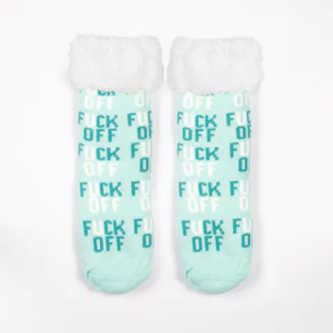 F*ck Off Mint Sherpa Winter Socks