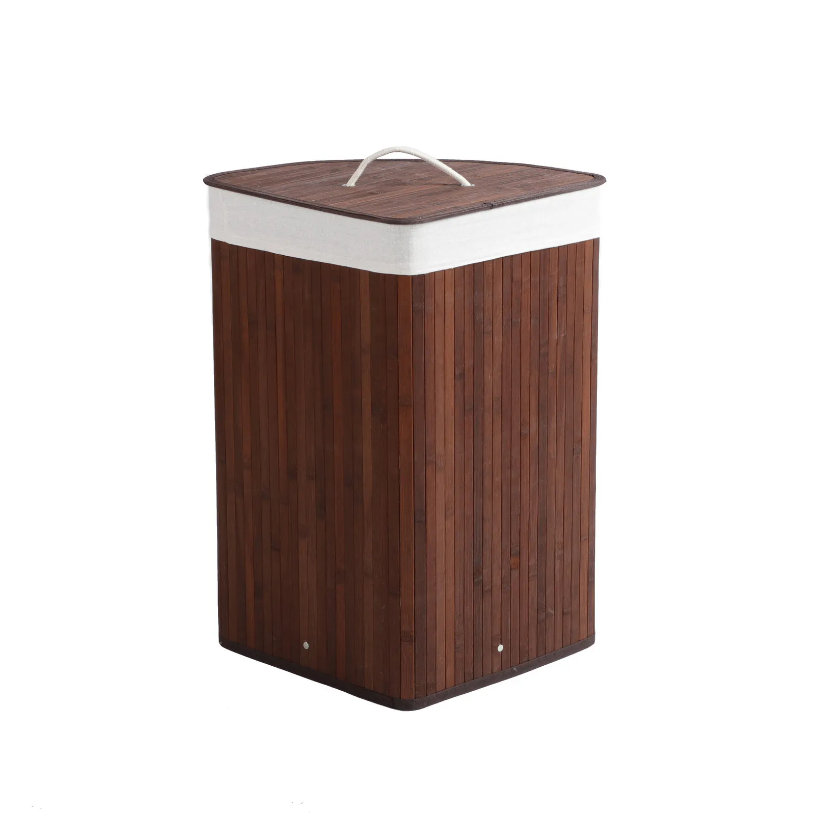 Sherwood Home Corner Folding Bamboo Laundry Hamper Brown 35x35x60cm