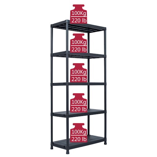 NNEVL Storage Shelf Rack Black 500 kg 90x60x180 cm Plastic NNEVL Storage Shelf Rack Black 500 kg 90x60x180 cm Plastic