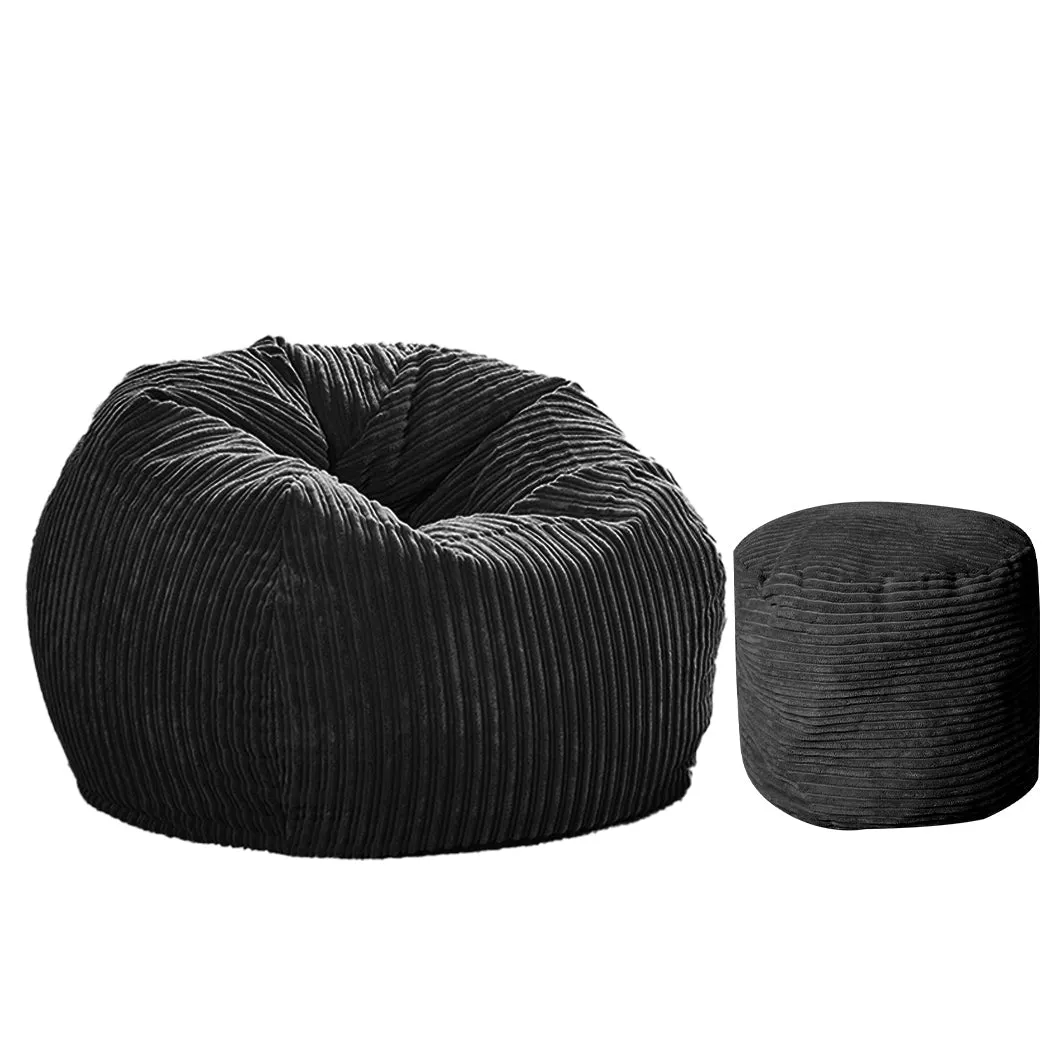Marlow Bean Bag Chair Cover Home Game Seat Lazy Sofa Couch Cover W/ Foot Stool