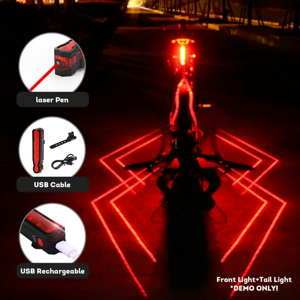 LD-Laser Line Bike Rear Light LED Bicycle Tail Light IPX-5 Waterproof Cycling Safety