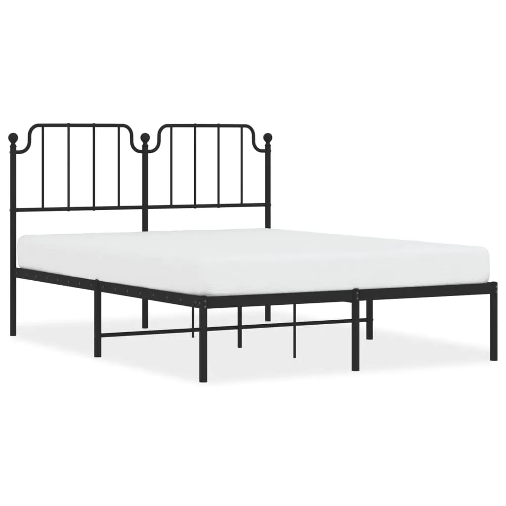 Metal Bed Frame without Mattress with Headboard Black 135x190 cm 373886 Metal Bed Frame without Mattress with Headboard Black 135x190 cm 373886