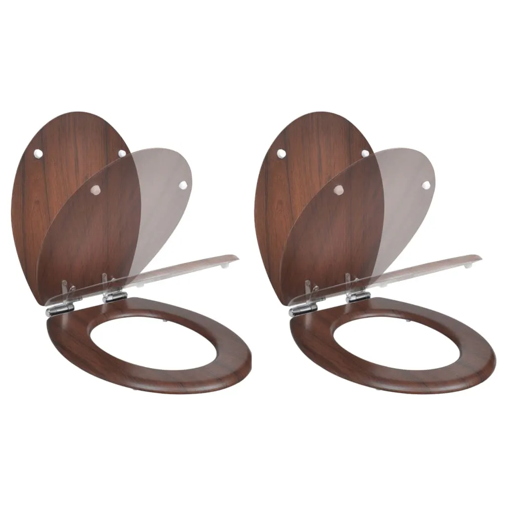 Toilet Seats with Soft Close Lids 2 pcs MDF Brown 275906 Toilet Seats with Soft Close Lids 2 pcs MDF Brown 275906