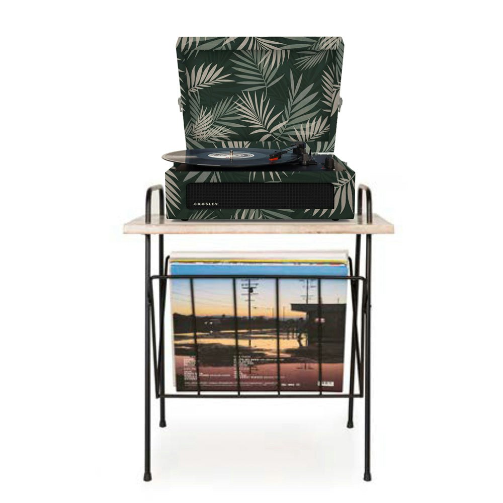 Crosley Voyager Bluetooth Portable Turntable + Crosley Wiltshire Stand Bundle - Botanical
