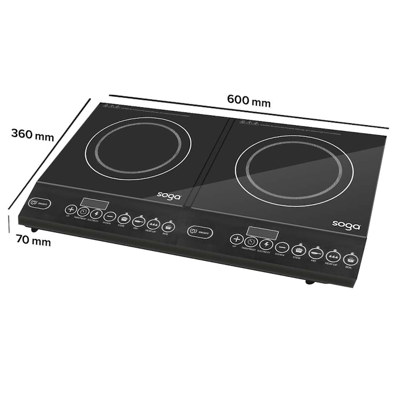 SOGA 2X Cooktop Portable Induction LED Electric Double Duo Hot Plate Burners Cooktop Stove image number null