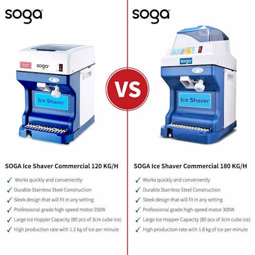 SOGA 2X Ice Shaver Commercial Electric Stainless Steel Ice Crusher Slicer Machine 180KG/h